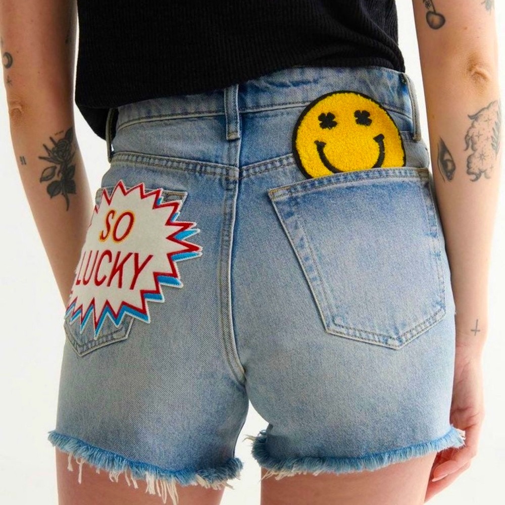 Lucky Brand Lucky Patch High Rise Cut Off Denim Shorts